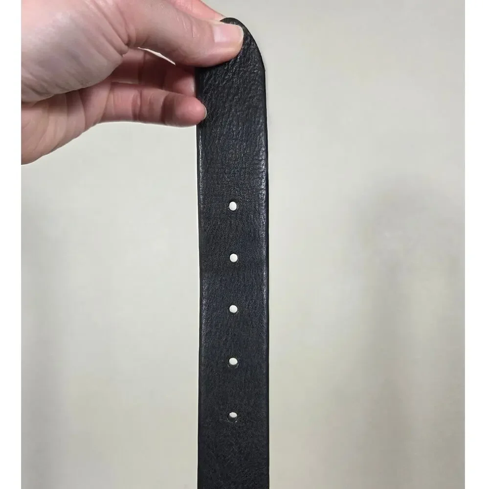Bosca Vintage Black Leather Men's Belt with Silver Buckle Size 34